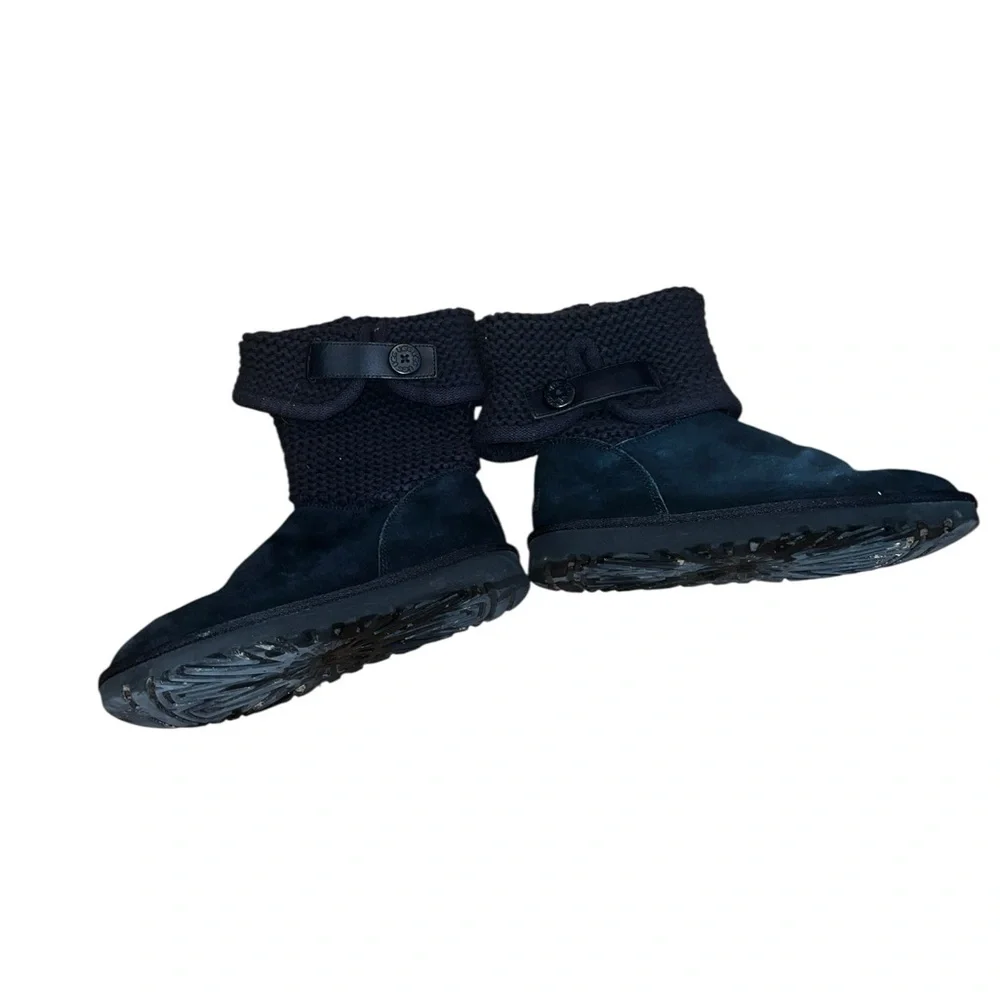 UGG Black Suede and Knit Winter Boots Size 8
